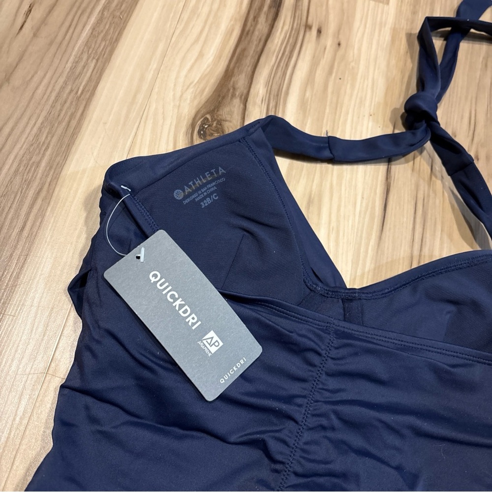 NEW Athleta Hampton Twist One Piece Swimsuit Navy Blue Size 32B 32C Built In Bra - Picture 8 of 10